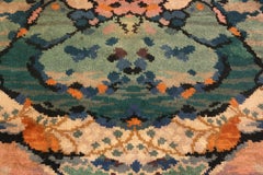 Antiker geblümter französischer Deko-Teppich. Größe: 3::5 m x 4::92 m