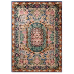 Antique Floral French Deco Rug. Size: 11 ft 6 in x 16 ft 2 in