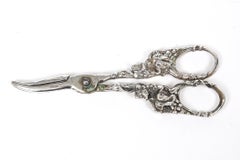 Antique Floral Grape and Vine Sterling Silver Grape Shears Scissors