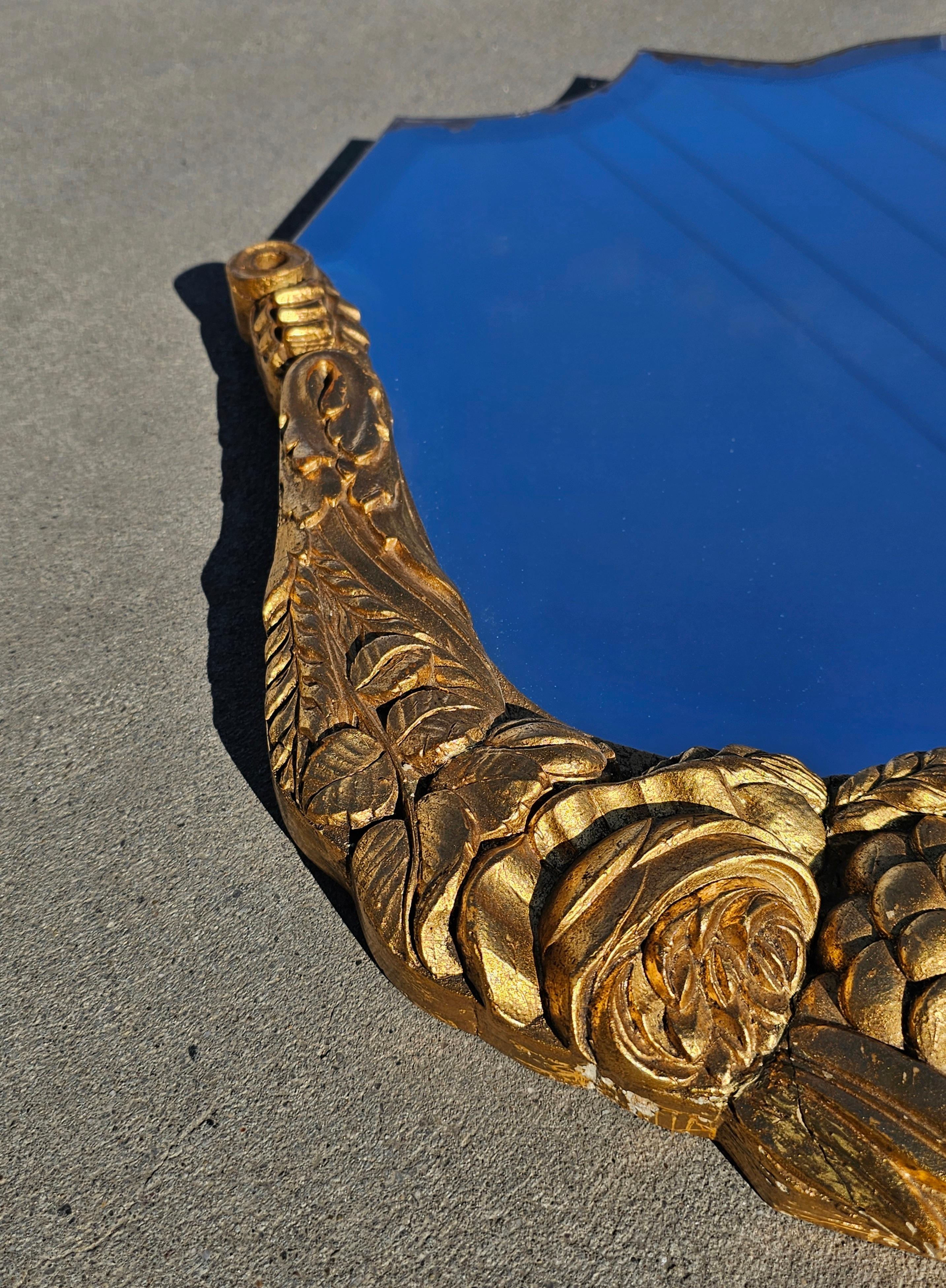 Antique Floral Mirror mit floralem vergoldetem Holz handgeschnitzten Rahmen, Frankreich 1890er im Zustand „Relativ gut“ im Angebot in Beograd, RS