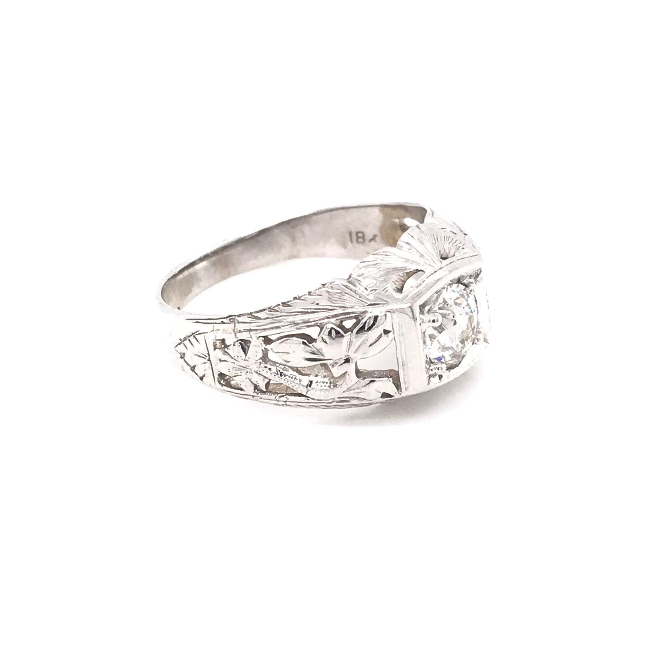 Old Mine Cut Antique Floral Motif Diamond Ring For Sale
