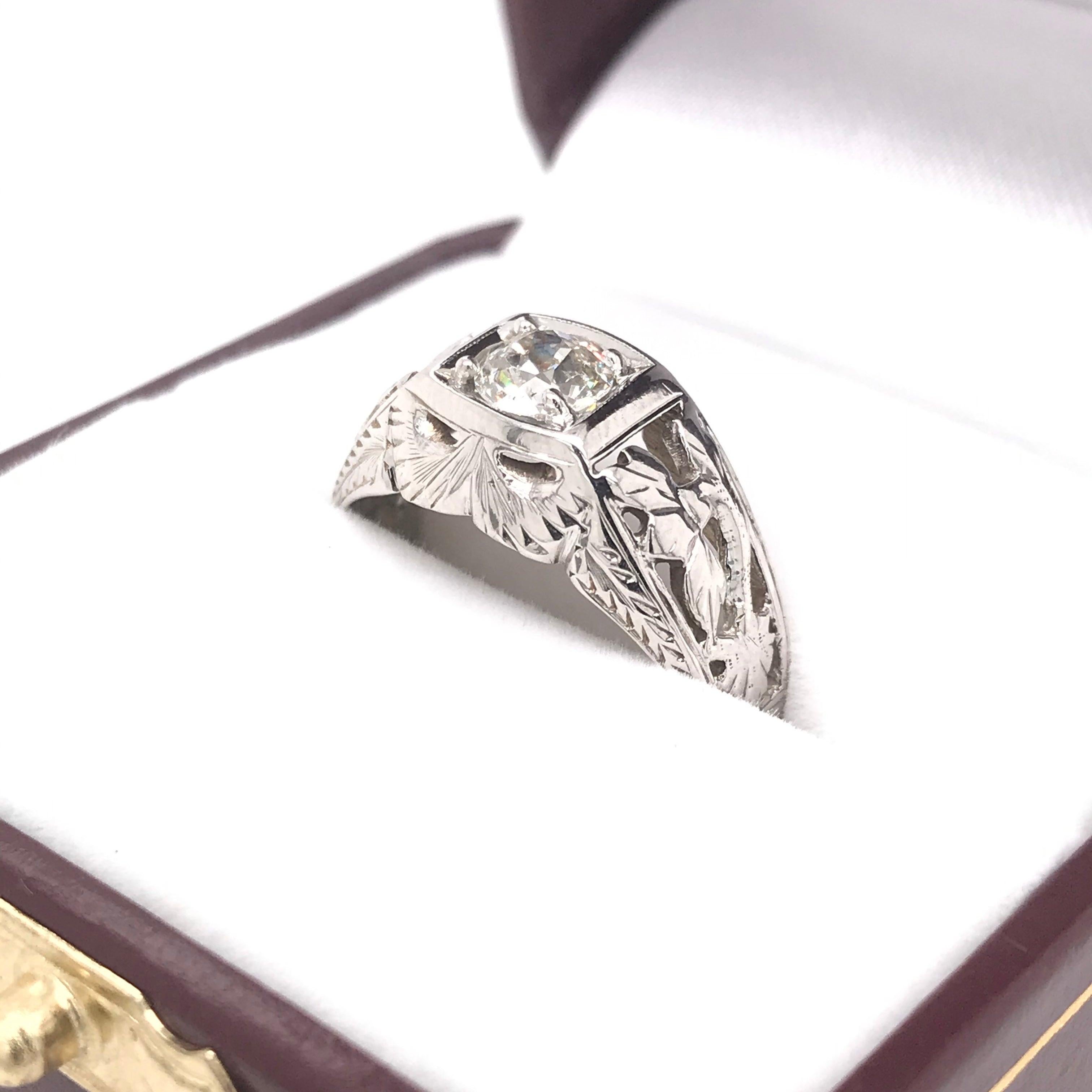 Women's Antique Floral Motif Diamond Ring For Sale