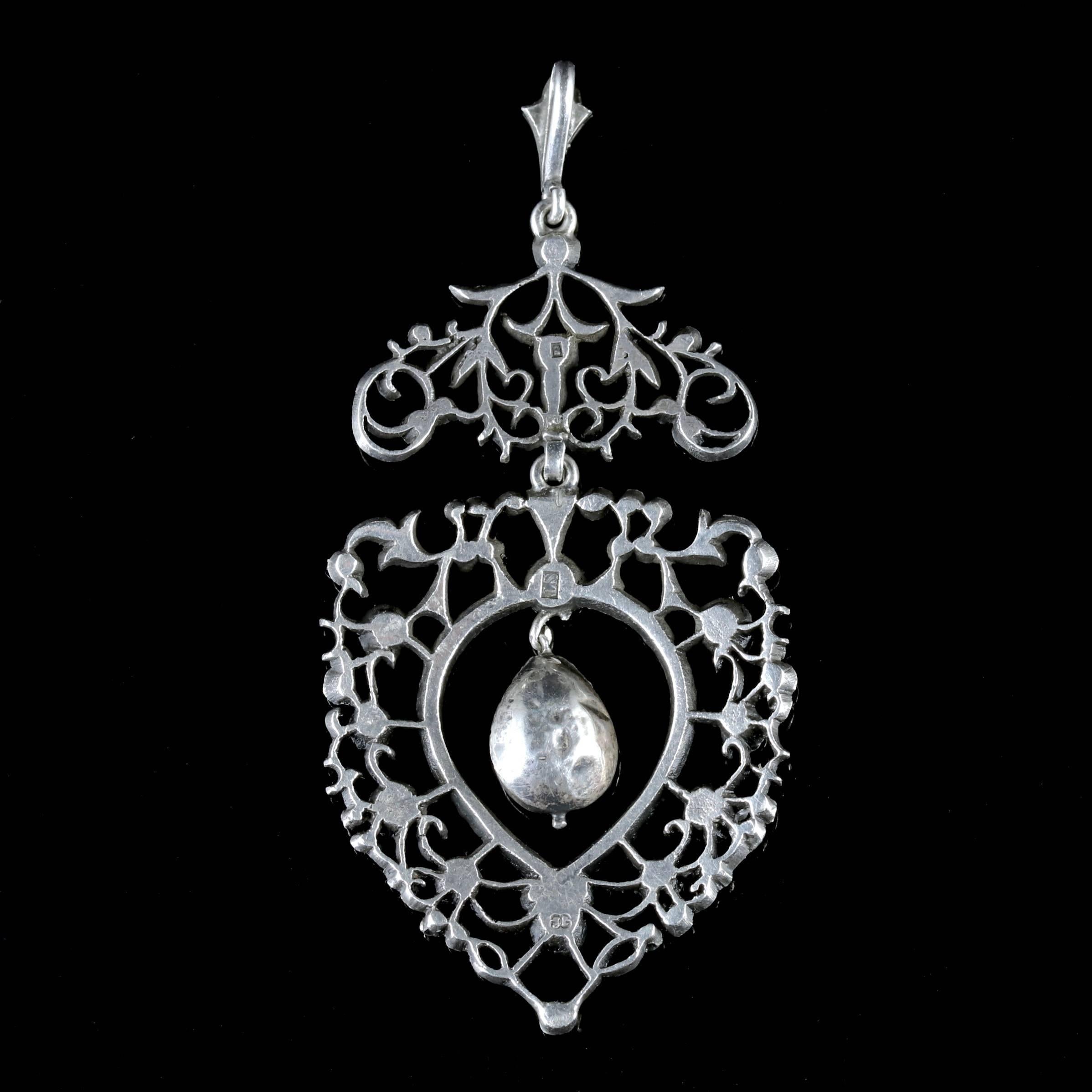 Victorian Antique  Floral Paste Stone Pendant For Sale