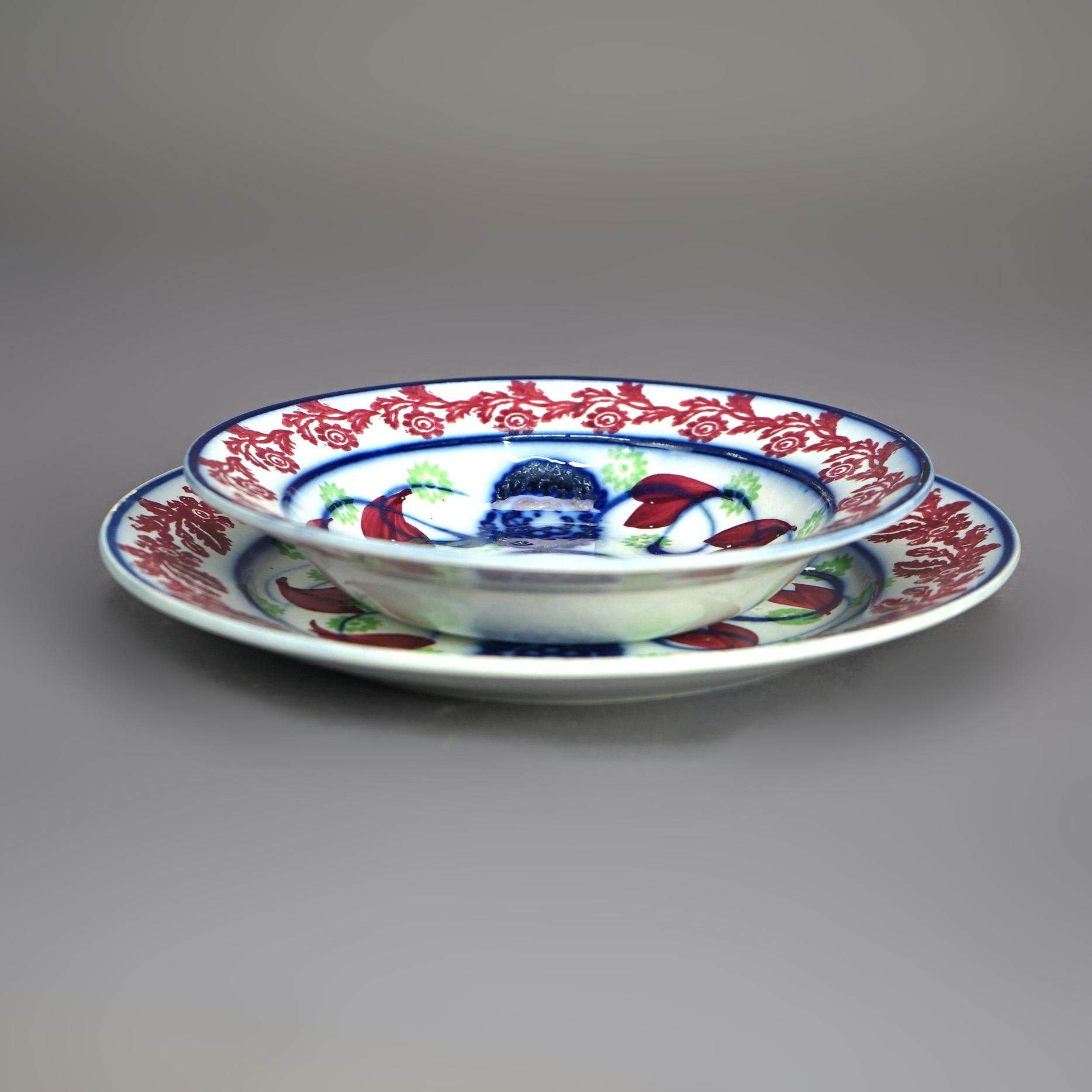 Antique Floral Polychromed Porcelain Sponge Bowl & Underplate C1850

Measures- Plate: 9.25''H x 9.25''W x 1''D; Bowl: 7.5''H x 7.5''W x 1.5''D