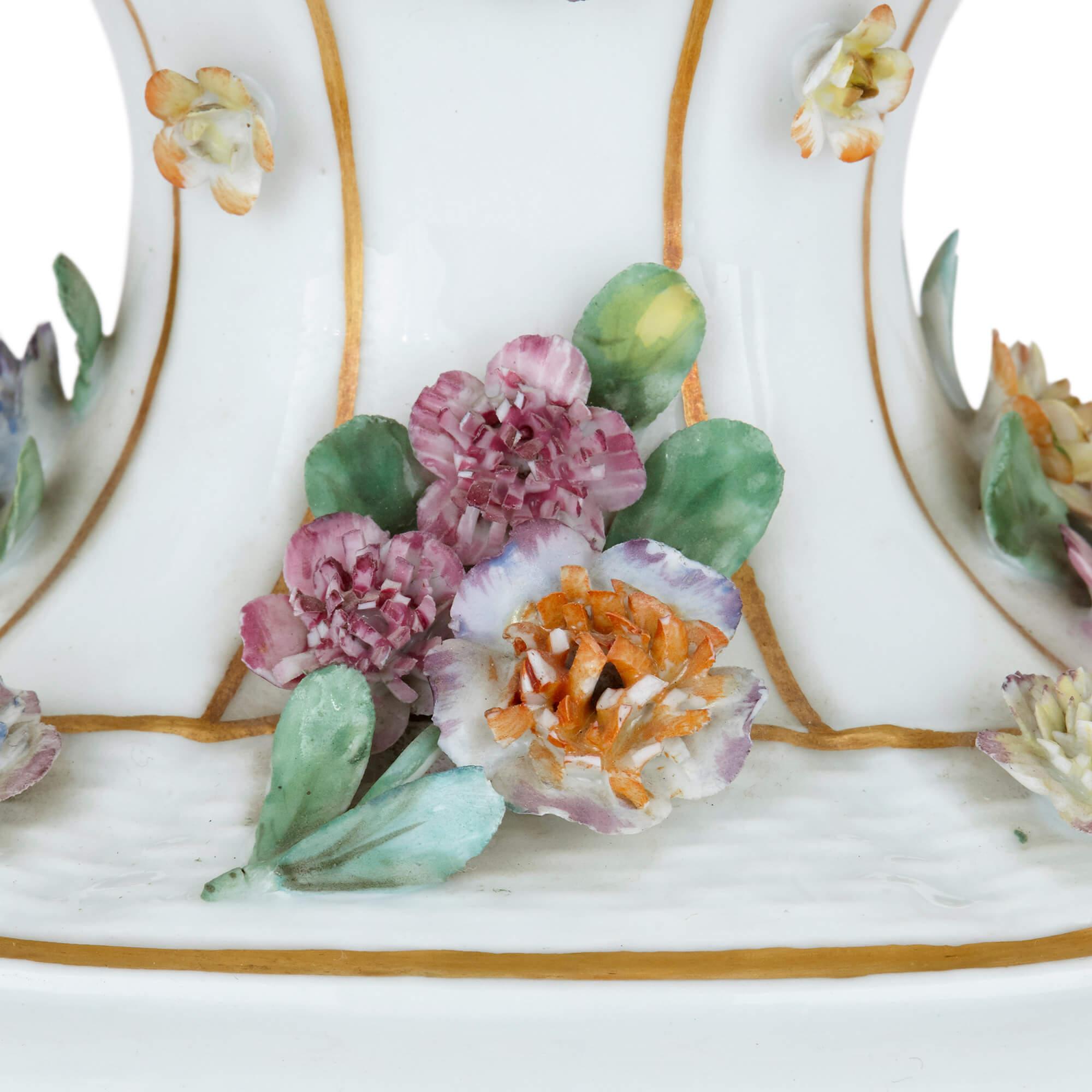 German Antique Floral Porcelain Fruit Bowl by Meissen