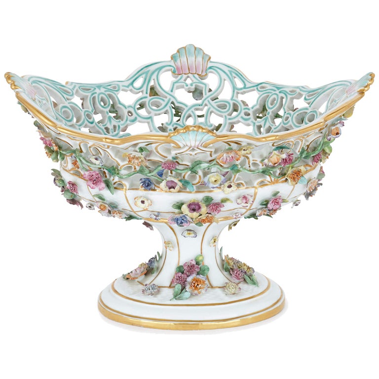 Antique Floral Porcelain Fruit Bowl by Meissen at 1stDibs antique