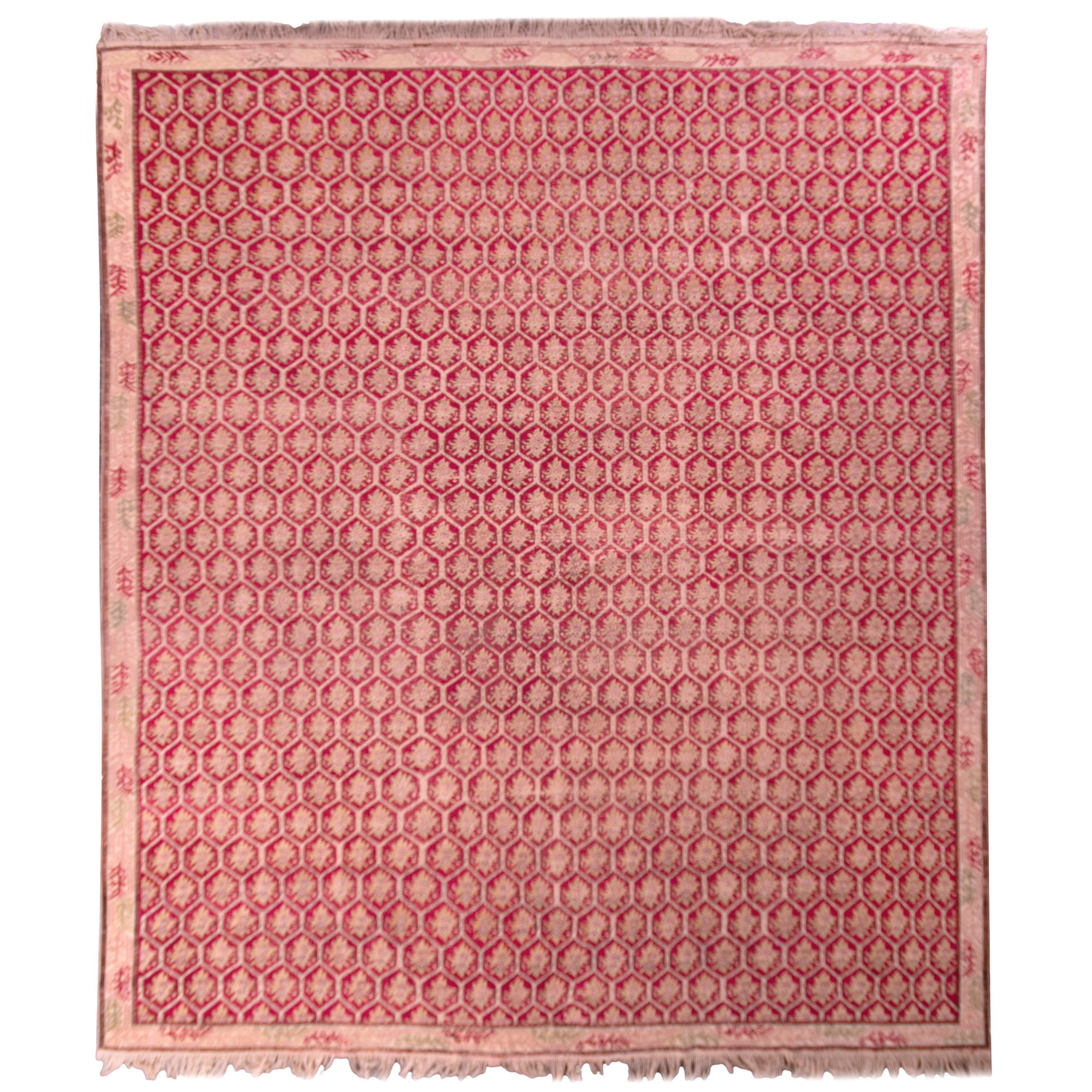 Antique Floral Rug Red and Pink Transitional Design by Rug & Kilim