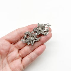 Antique Floral Sterling Silver Double Dress Clip 1930s