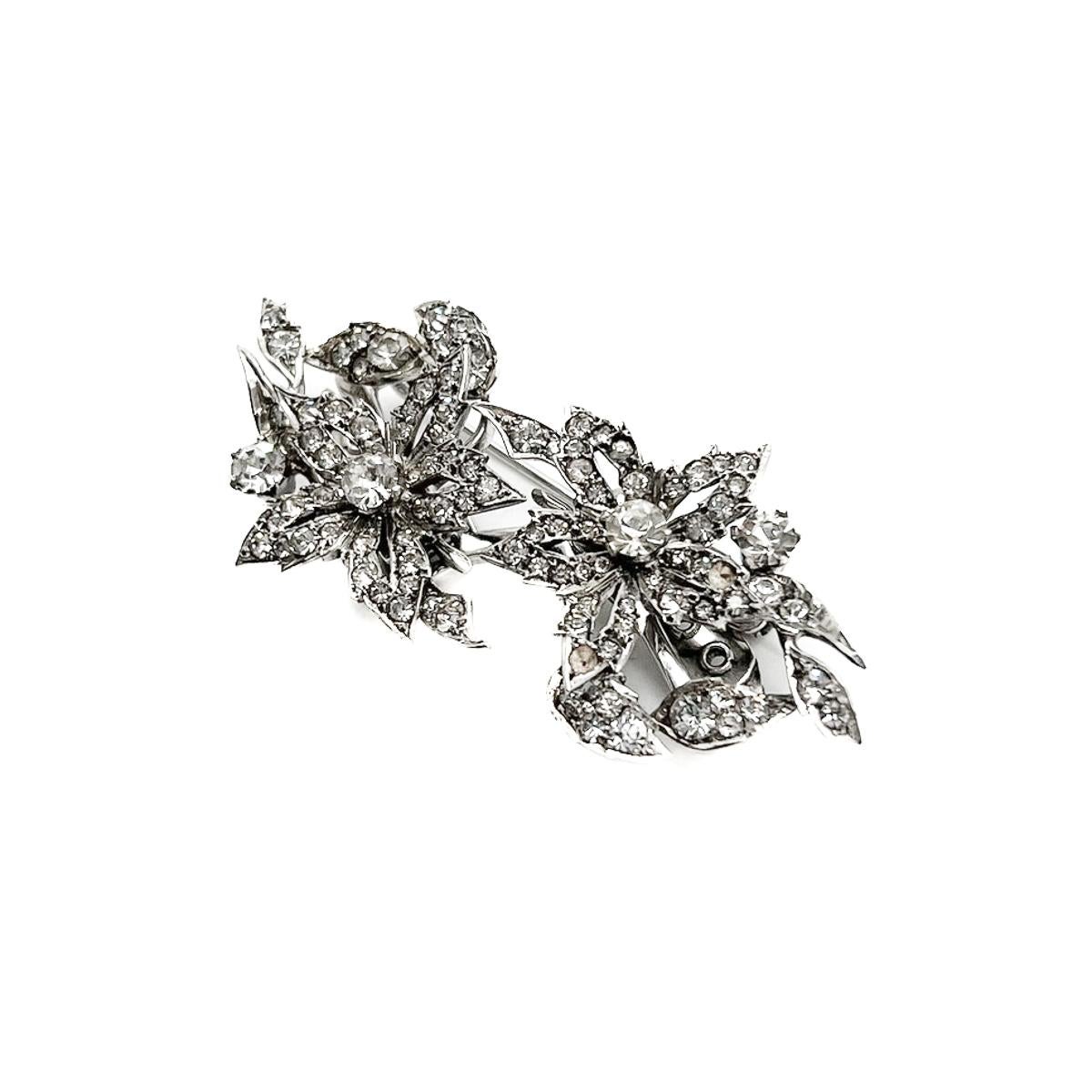 Antique clip de robe double à fleurs en argent sterling des années 1930 Unisexe en vente