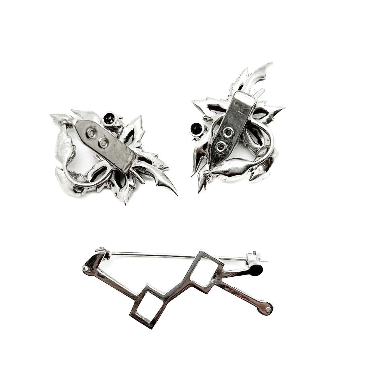 Antique clip de robe double à fleurs en argent sterling des années 1930 en vente 1
