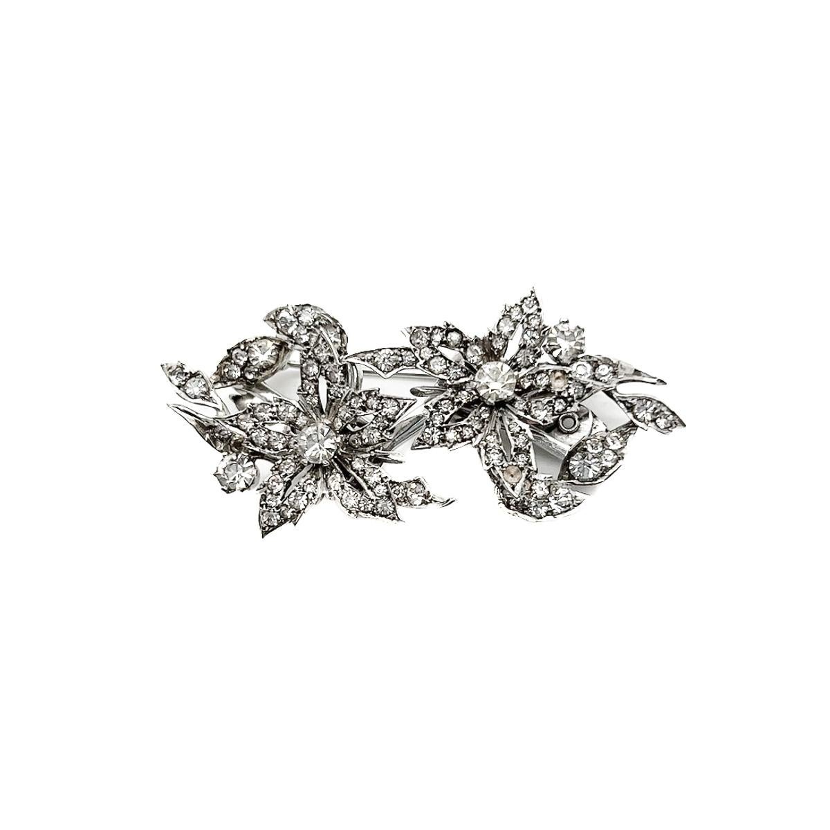 Antique clip de robe double à fleurs en argent sterling des années 1930 en vente 2