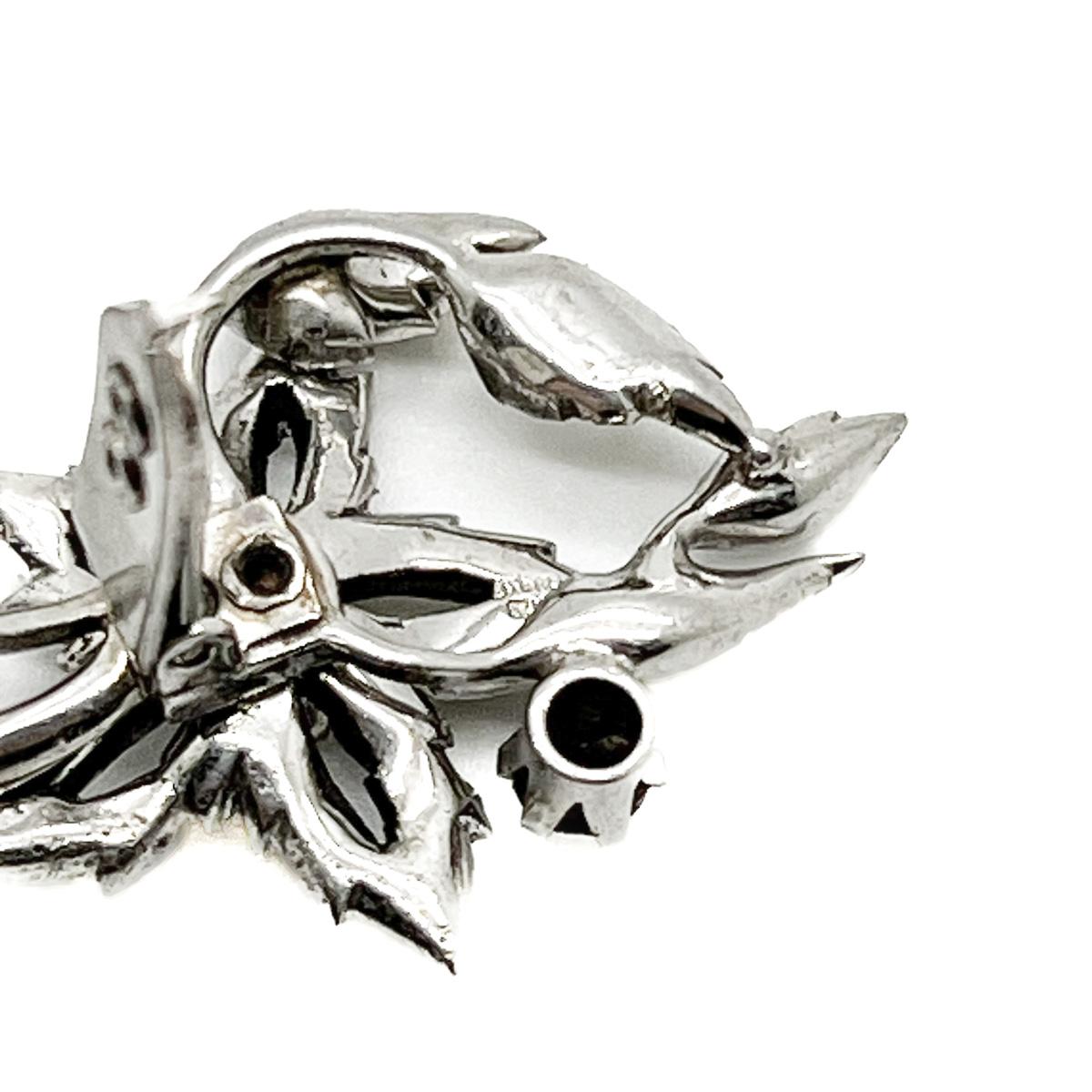 Antique clip de robe double à fleurs en argent sterling des années 1930 en vente 4