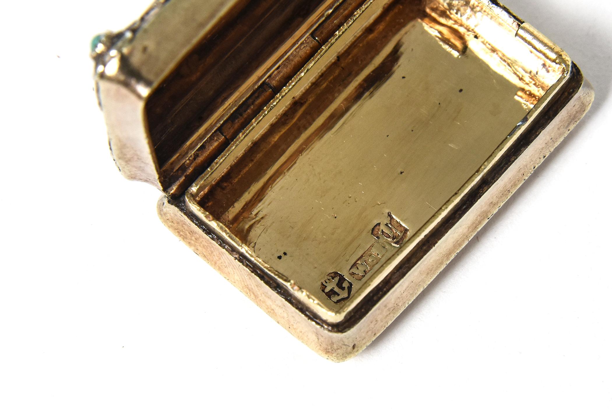 Caja de rapé para píldoras Floral antigua de plata de ley de William Simpson 2