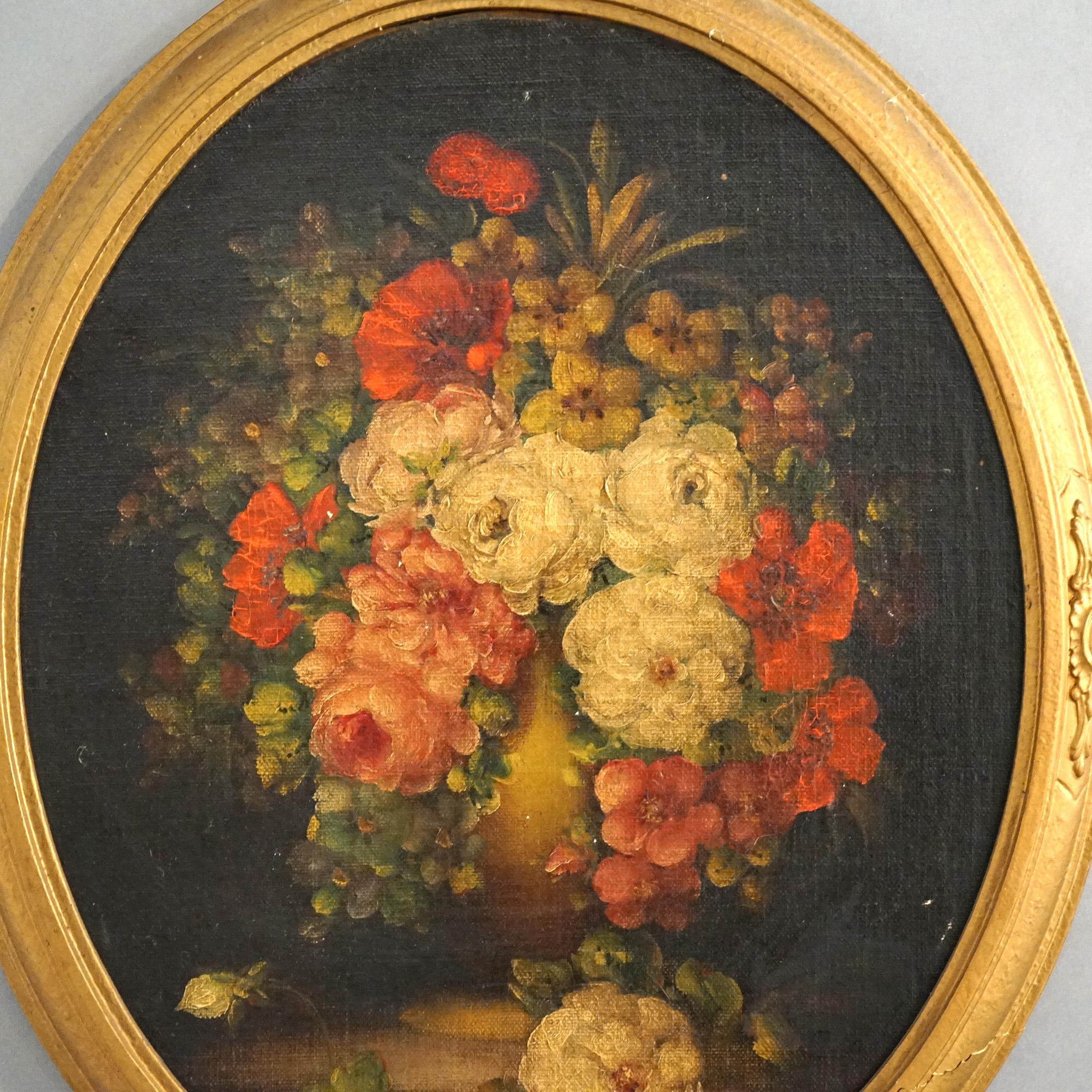 Antique Floral Still Life Oil Painting, Signed, Circa 1920 In Good Condition In Big Flats, NY