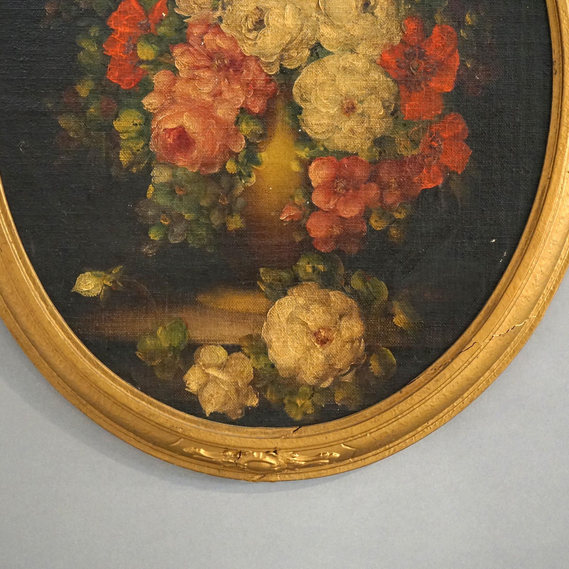 Antique Floral Still Life Oil Painting, Signed, Circa 1920 1