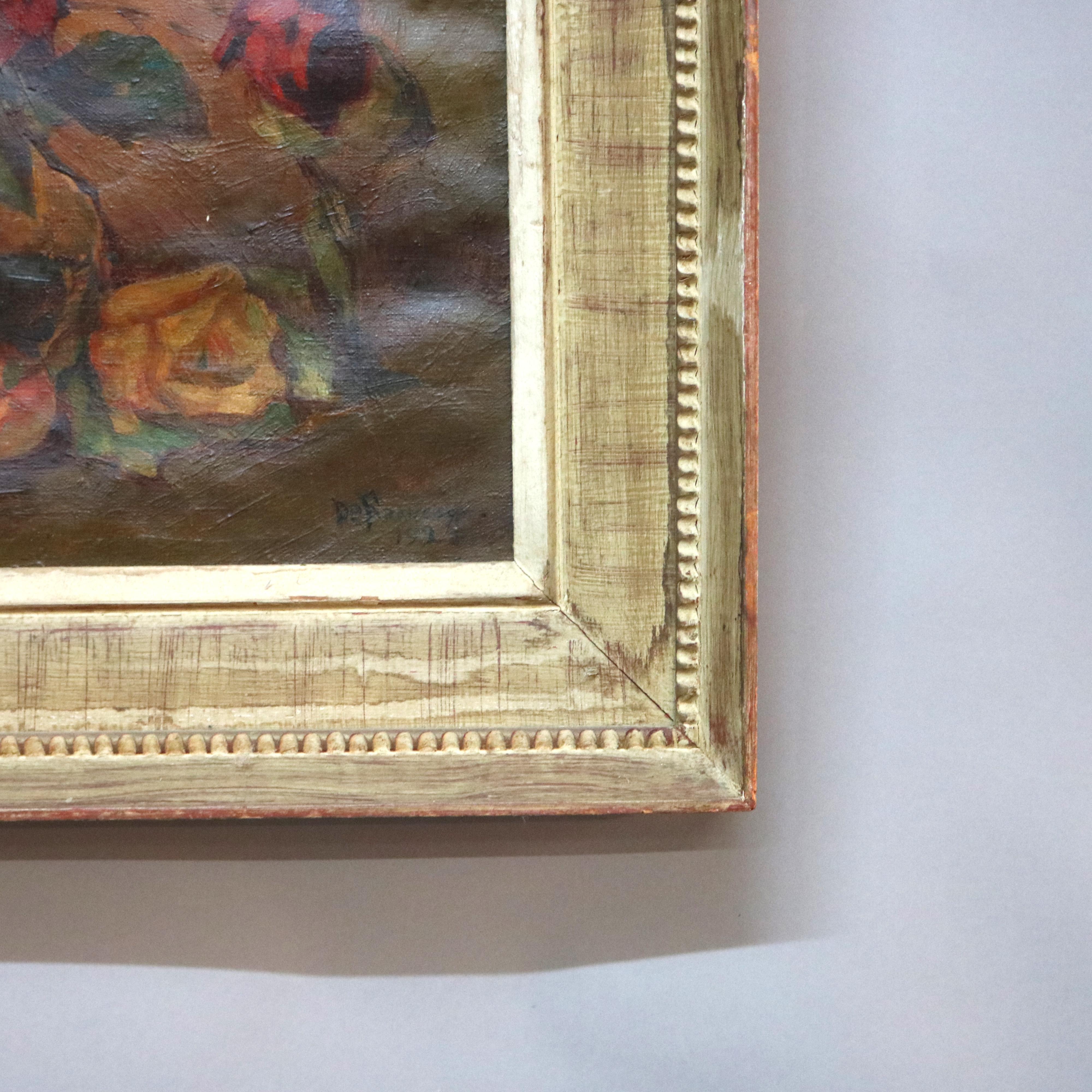 Antique Floral Still Life Painting of Roses Signed DeFrancisco, 1925 9