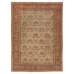 Antique Floral Sultanabad Hand-knotted Wool Rug In Tan-Beige