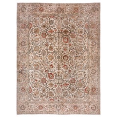 Antique Floral Tabriz Carpet, circa 1920s