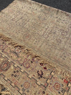 Late 19th C. Antique Floral Turkish Kaysari Silk & Metallic Thread Tapestry Rug