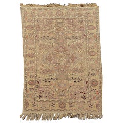 Late 19th C. Antique Floral Turkish Kaysari Silk & Metallic Thread Tapestry Rug