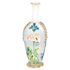 Vase floral ancien, attribué à Jerome Massier, verre blanc, 20e siècle