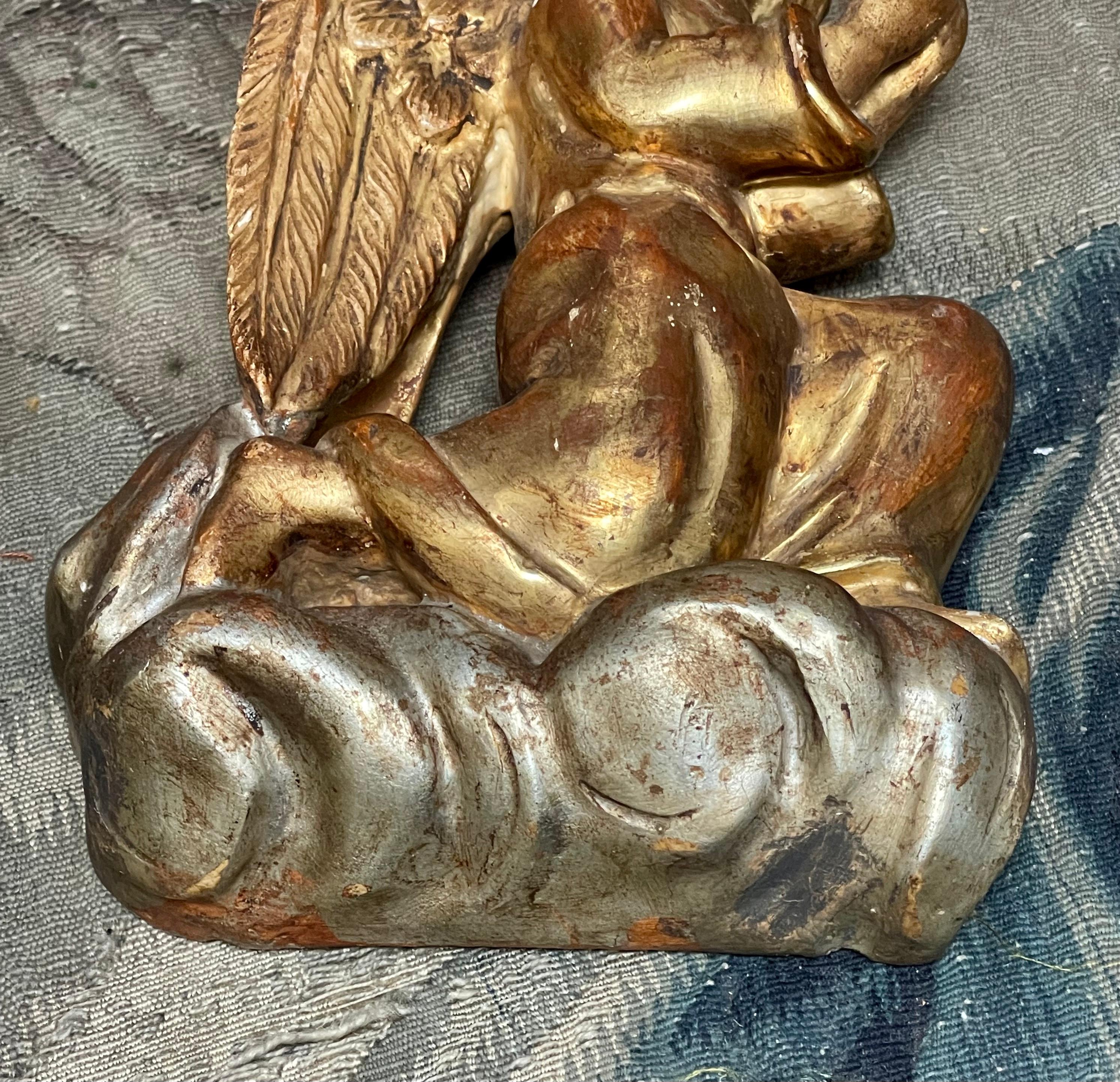 Antique Florentine Carved Gilt Wood Angels PAIR For Sale 5