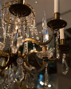 Antique Florentine Crystal & Bronze Chandelier with Obelisks / Pyramids