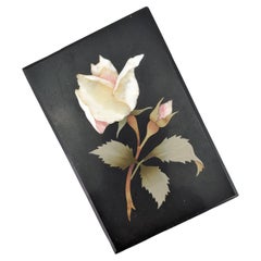Antique Florentine Grand Tour Pietra Dura Blossoming Rose Flower Paperweight