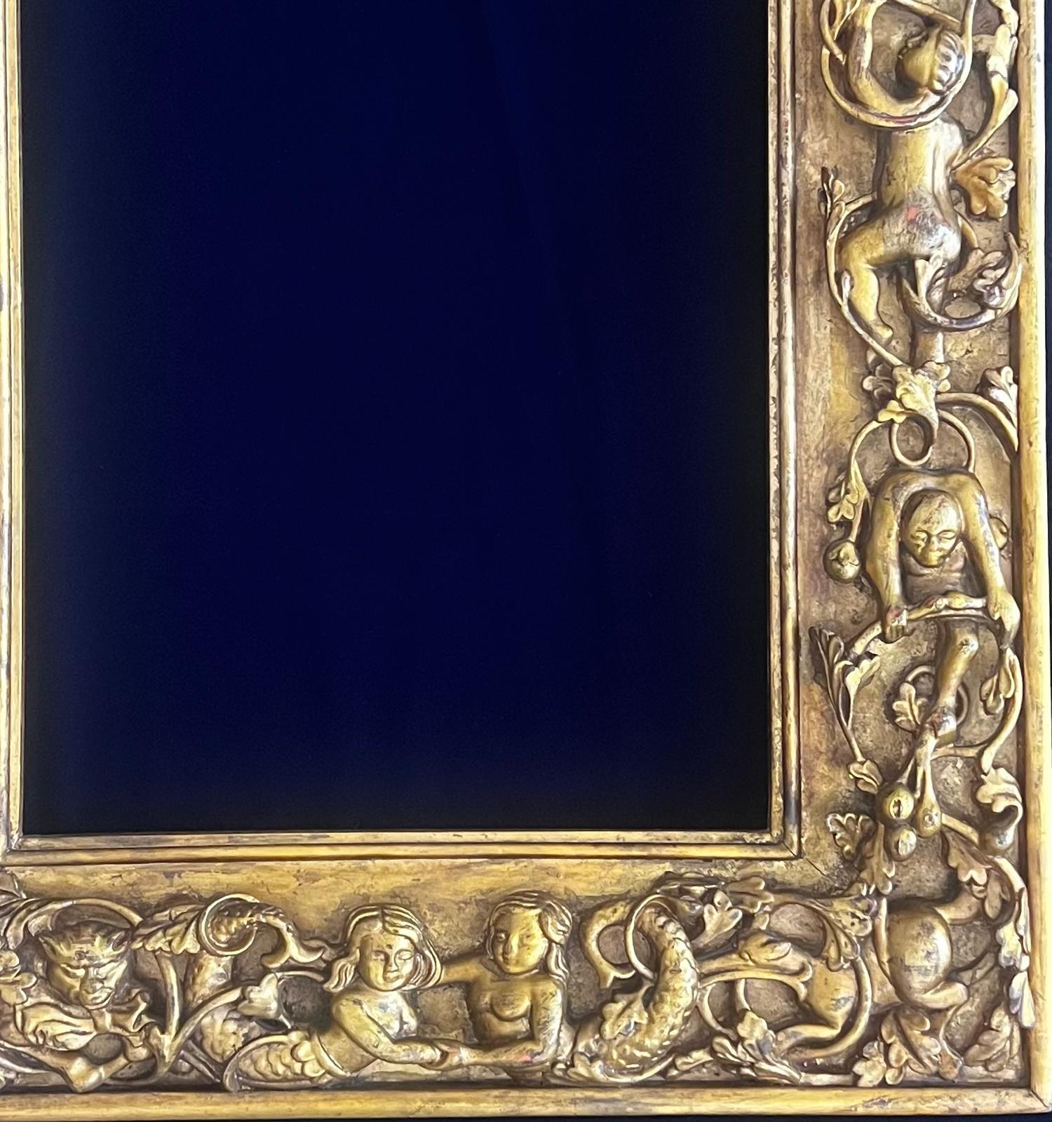 Antique Florentine Hand Carved Frame with Allegorical Mythological Carvings In Excellent Condition For Sale In Doha, QA