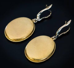 Antique Florentine Mosaic Italian Gold Dangle Earrings