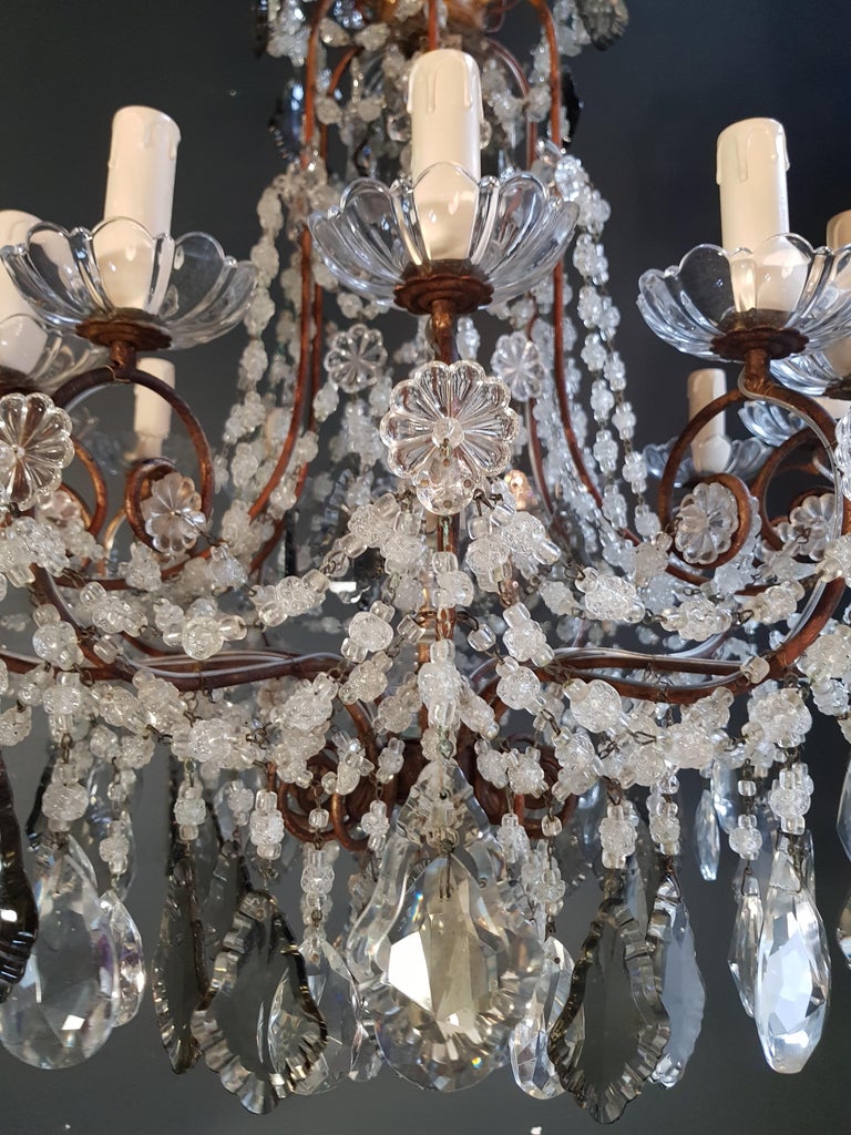 Antique Florentiner Crystal Chandelier Ceiling Lamp Lustre Art Nouveau Rarity For Sale 1