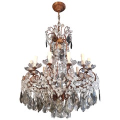 Antique Crystal Chandelier Ceiling Lamp Lustre Art Nouveau Rarity Bronze