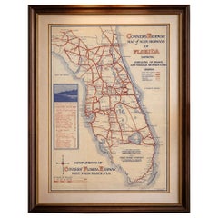 Carta stradale antica della Florida - Conners Highway, Strade del lago Okeechobee, 1924 ca.