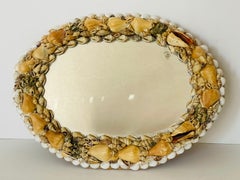 Antique Florida Sea Shells Encrusted Oval Mirror