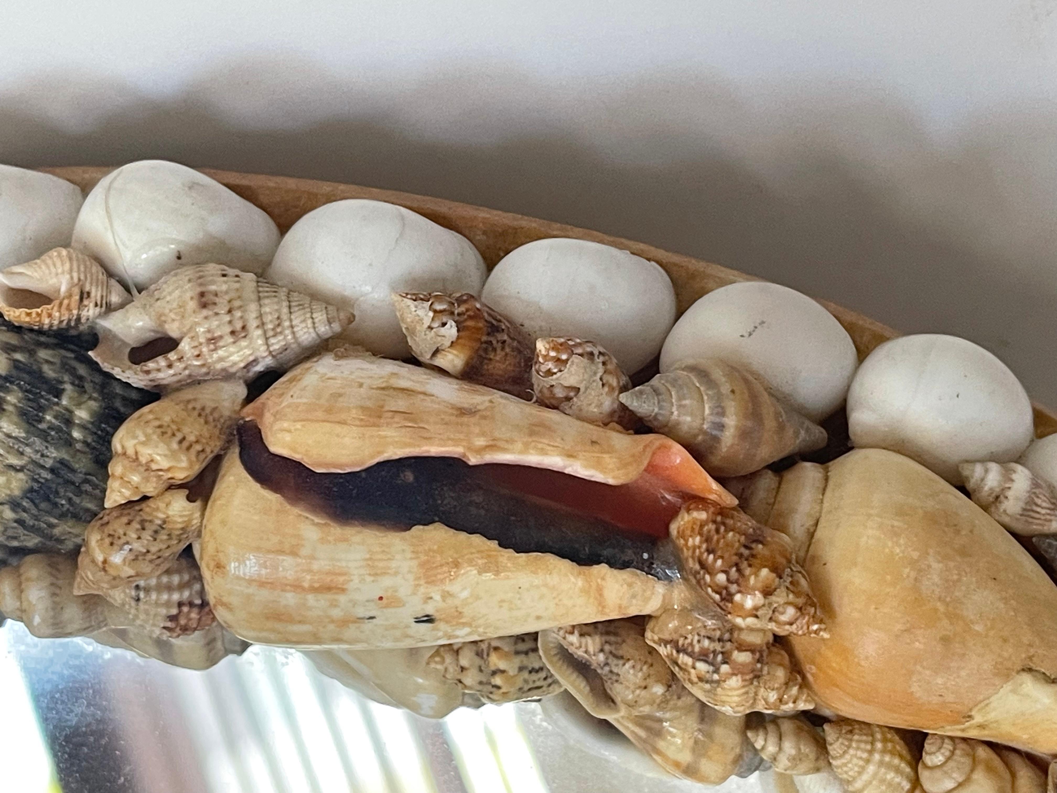 Espejo Ovalado Antiguo Florida Conchas Incrustadas Estadounidense en venta