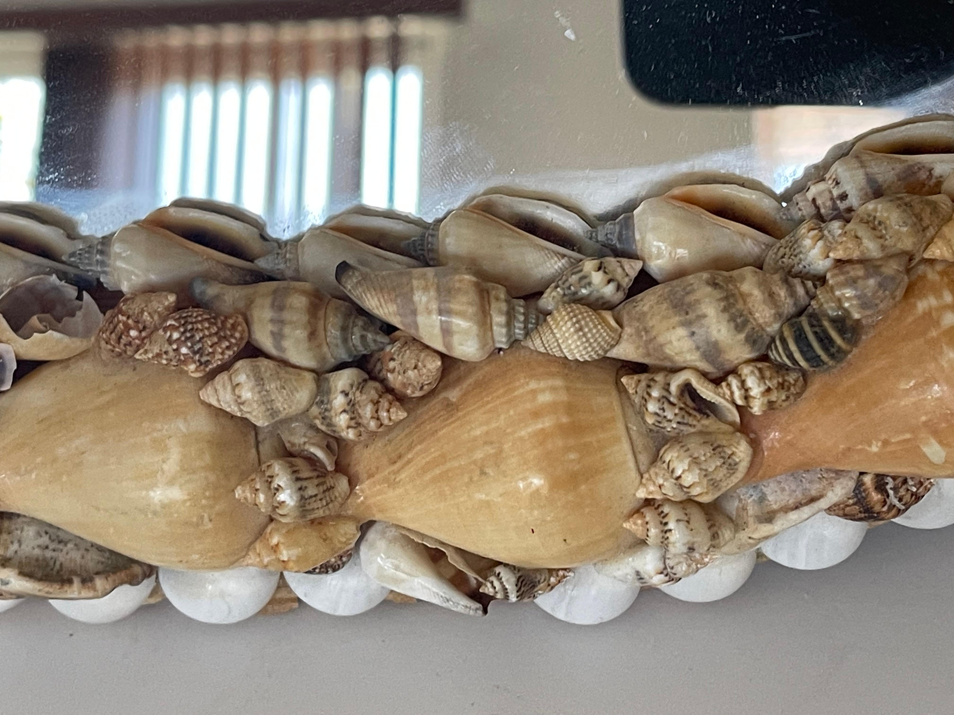 Espejo Ovalado Antiguo Florida Conchas Incrustadas en Bueno estado para la venta en Boca Raton, FL