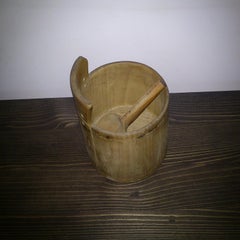 Antique Flour Wood Bin with Scoop