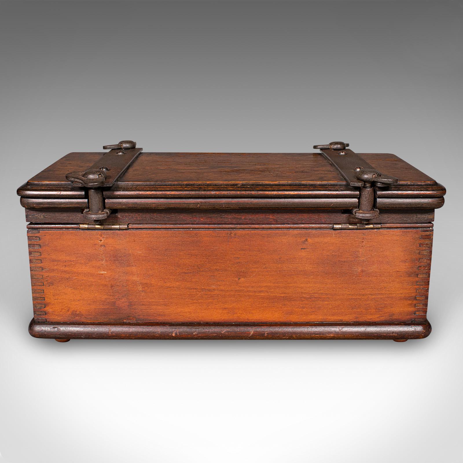 Antique Flower Press Box, English, Beech, Cast Iron, Hobby Case, Edwardian, 1910 For Sale 1