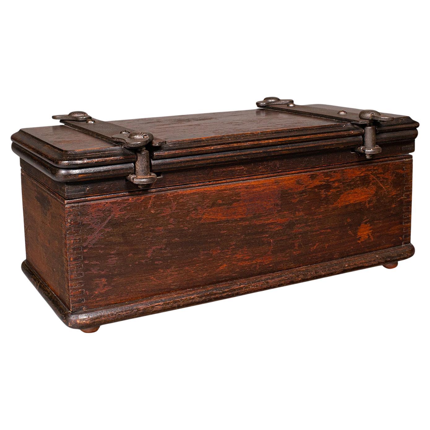 Antique Flower Press Box, English, Beech, Cast Iron, Hobby Case, Edwardian, 1910 For Sale