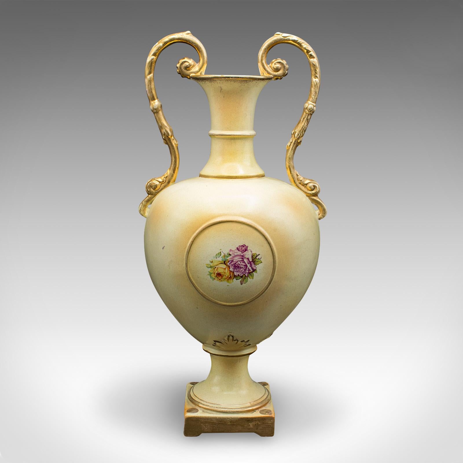 Unknown Antique Flower Vase, English, Ceramic, Baluster Urn, Continental Taste, C.1920 For Sale