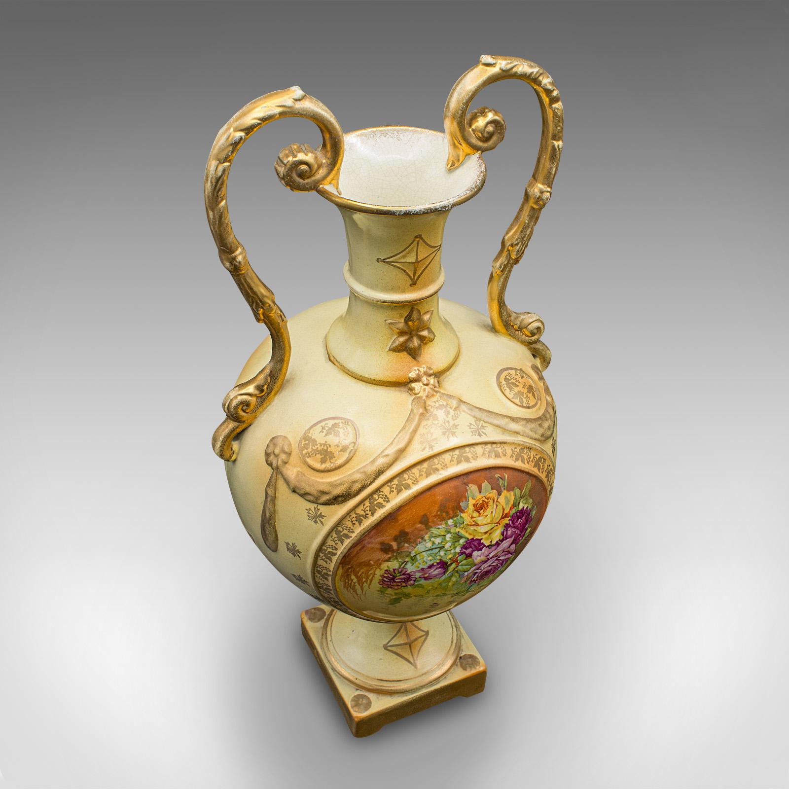 Antique Flower Vase, English, Ceramic, Baluster Urn, Continental Taste, C.1920 For Sale 1