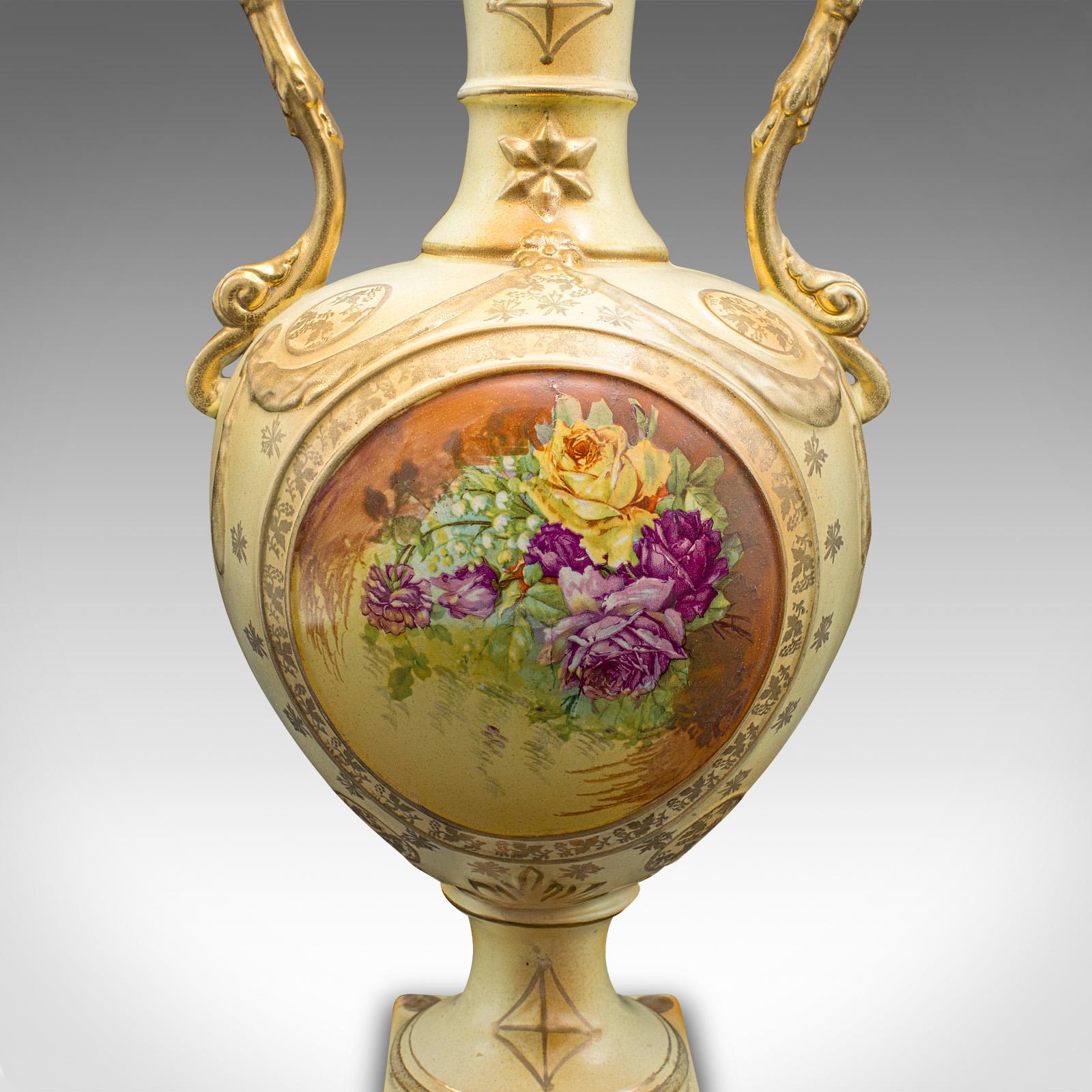 Antique Flower Vase, English, Ceramic, Baluster Urn, Continental Taste, C.1920 For Sale 2