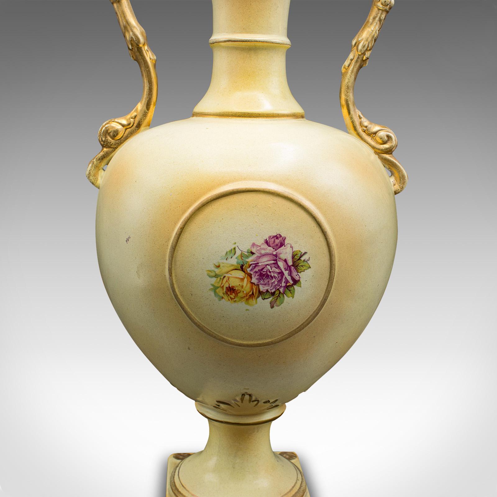 Antique Flower Vase, English, Ceramic, Baluster Urn, Continental Taste, C.1920 For Sale 3