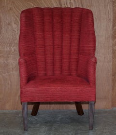 Antique Fluted Back Early Victorian circa 1840 Porters Wingback Barrel Armchair