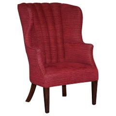 Antique Fluted Back Early Victorian circa 1840 Porters Wingback Barrel Armchair
