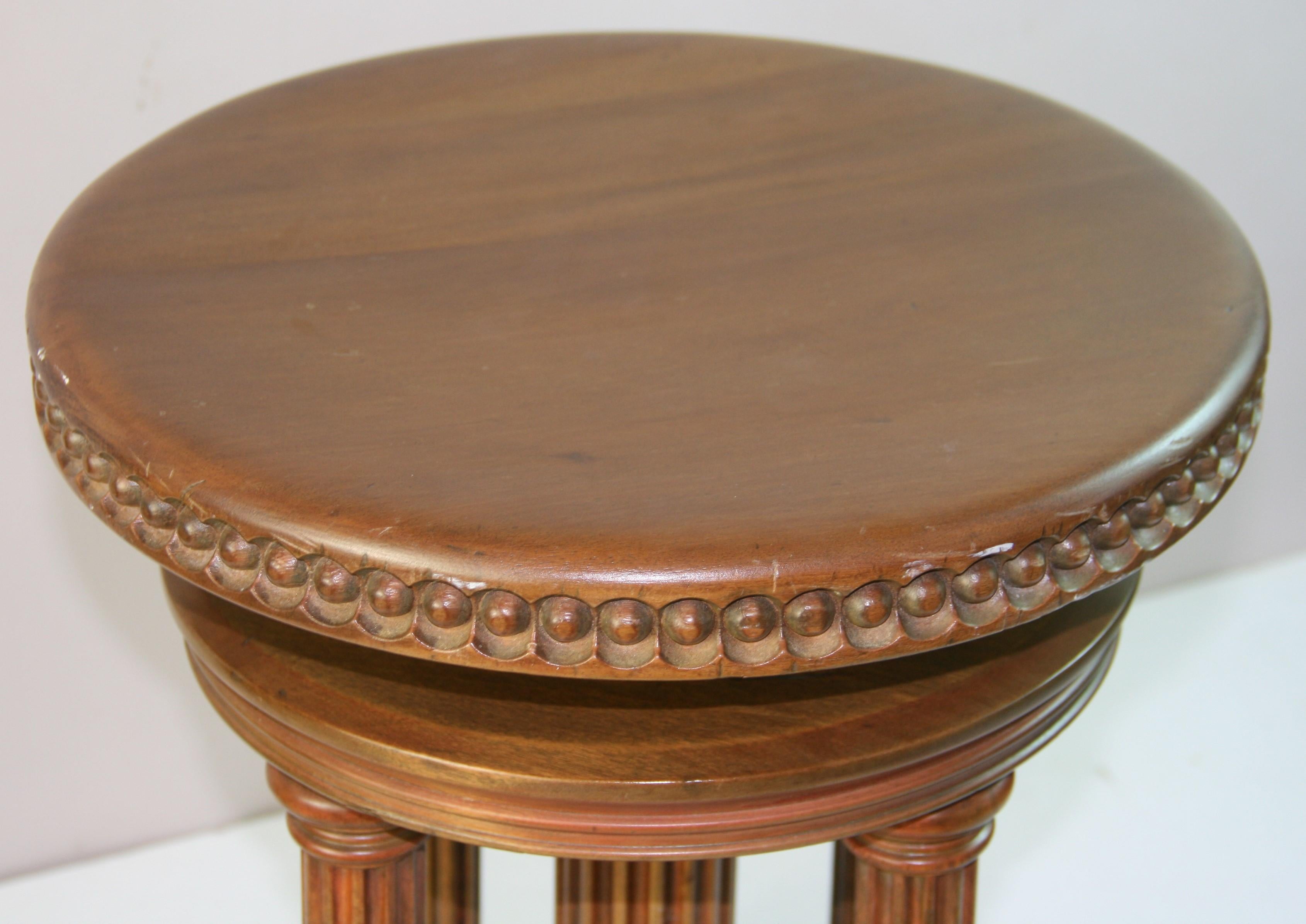 Antique Fluted Column Side Table/Piano Stool For Sale 5