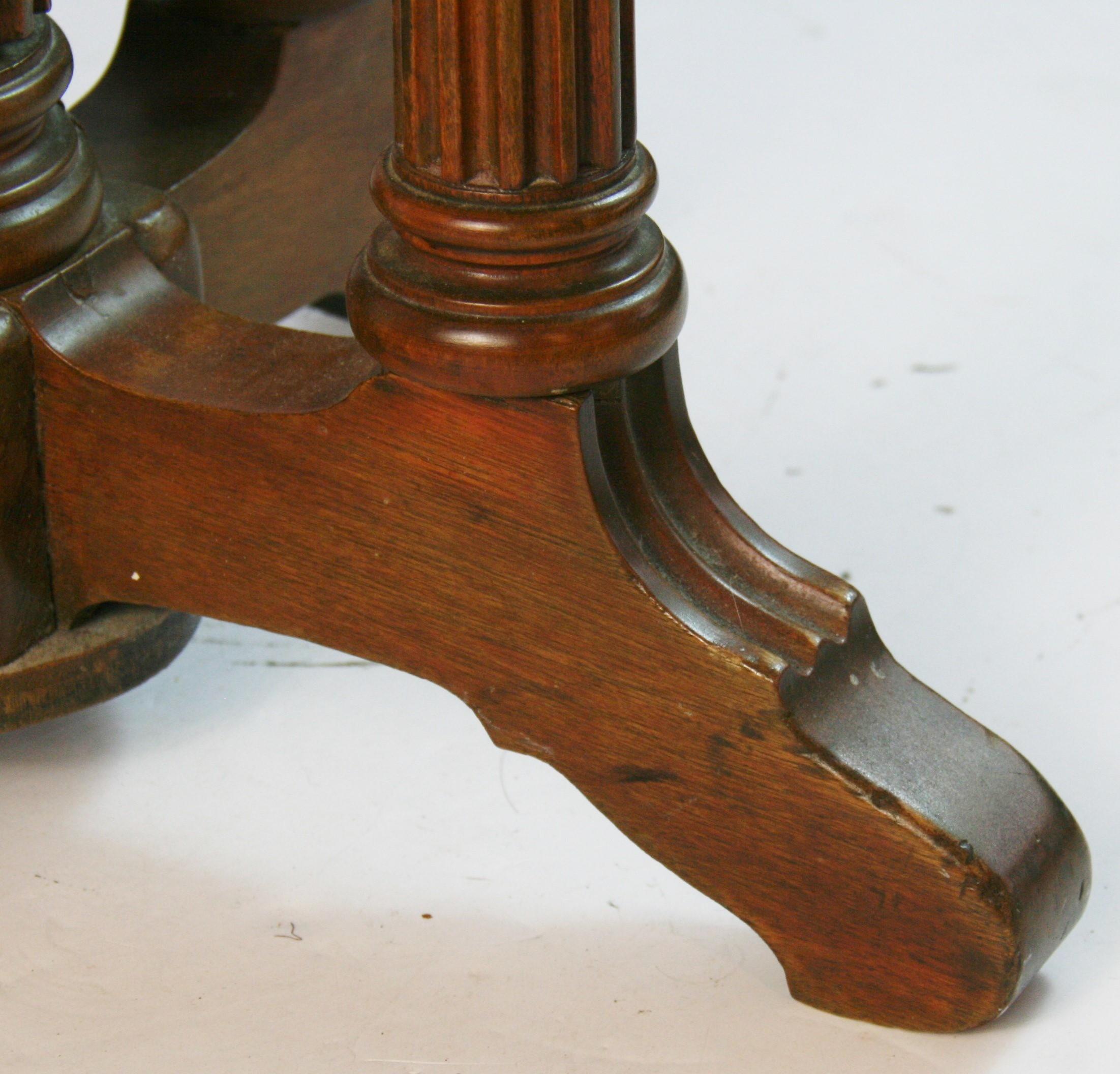 Antique Fluted Column Side Table/Piano Stool For Sale 6