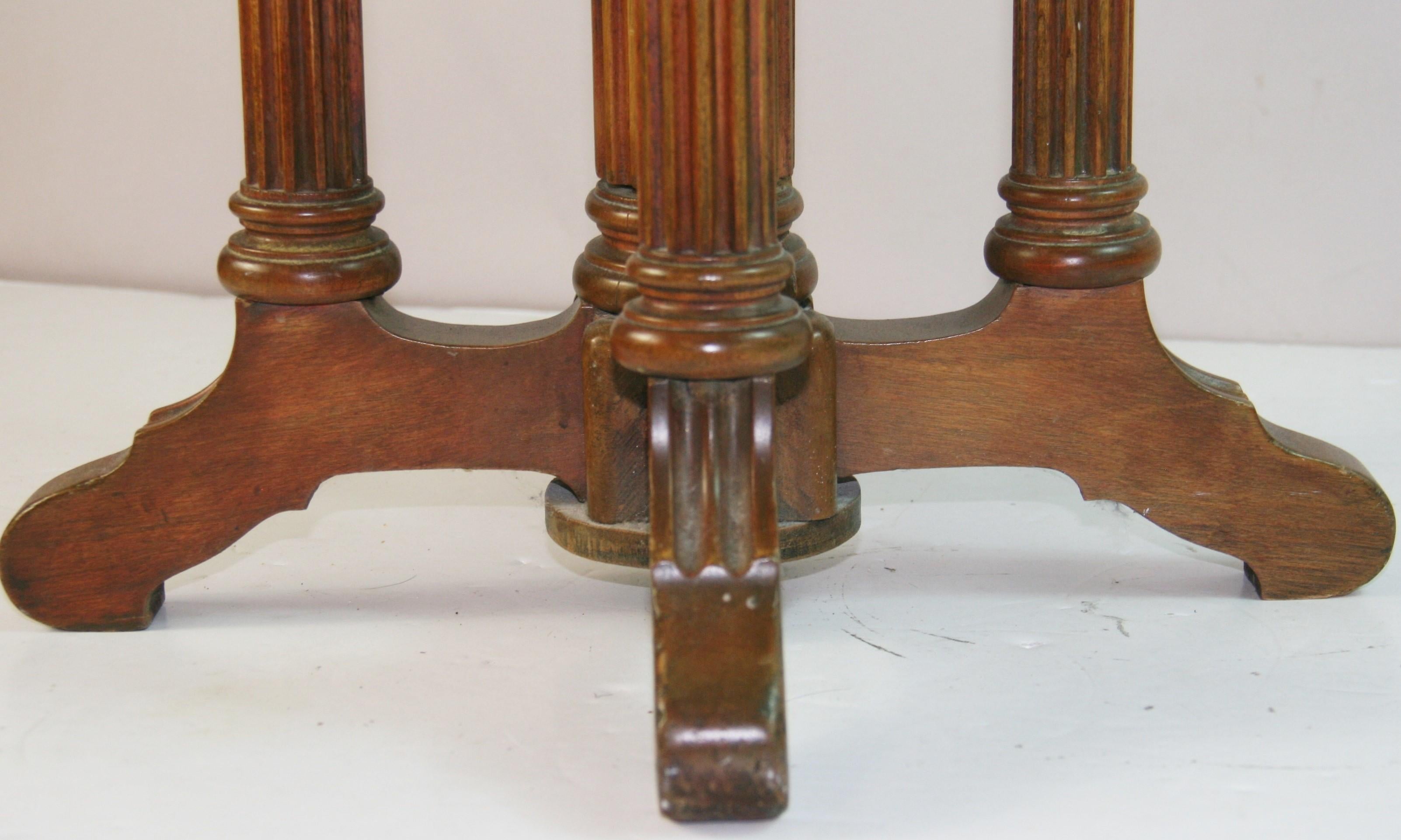 Metal Antique Fluted Column Side Table/Piano Stool For Sale