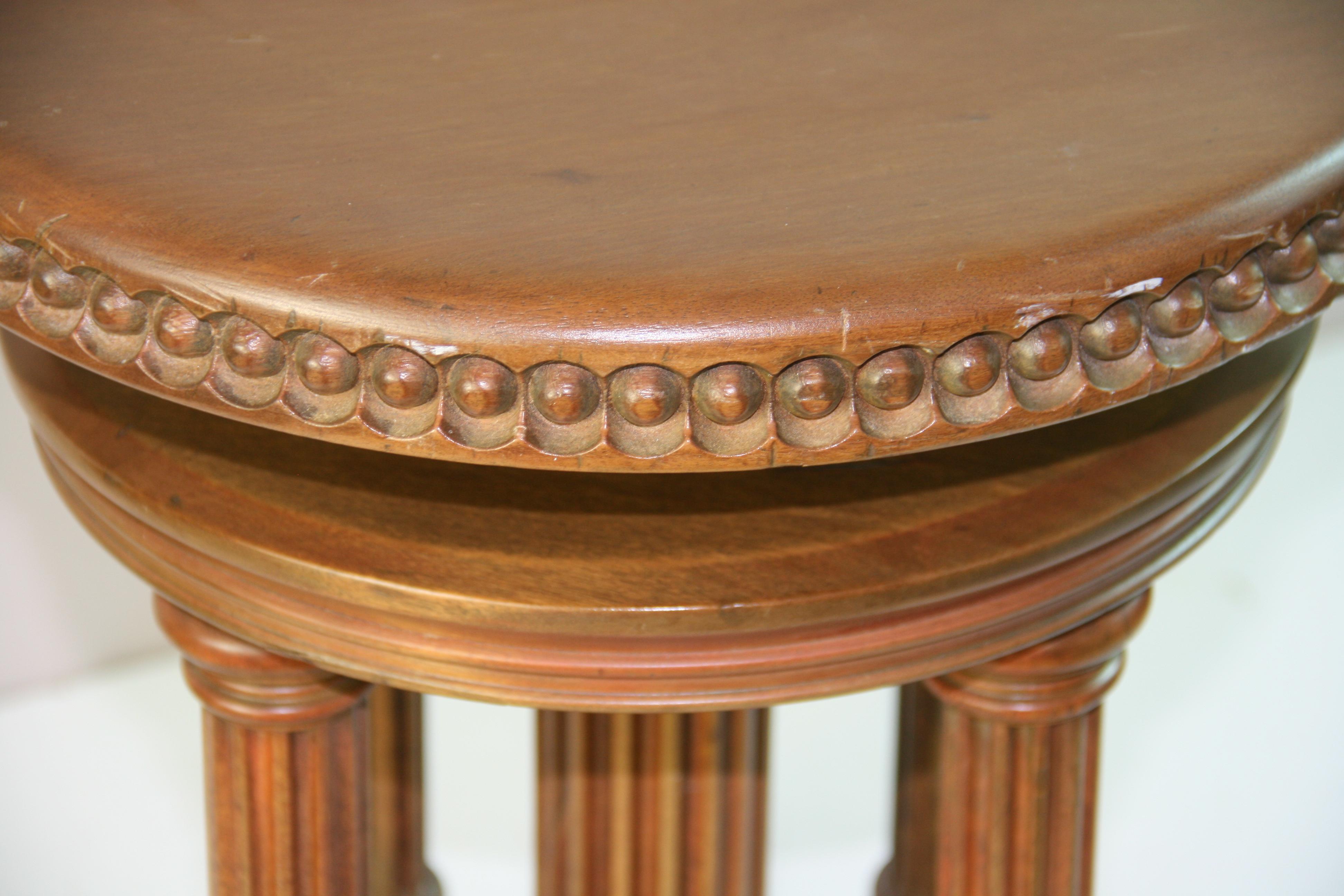 Antique Fluted Column Side Table/Piano Stool For Sale 4