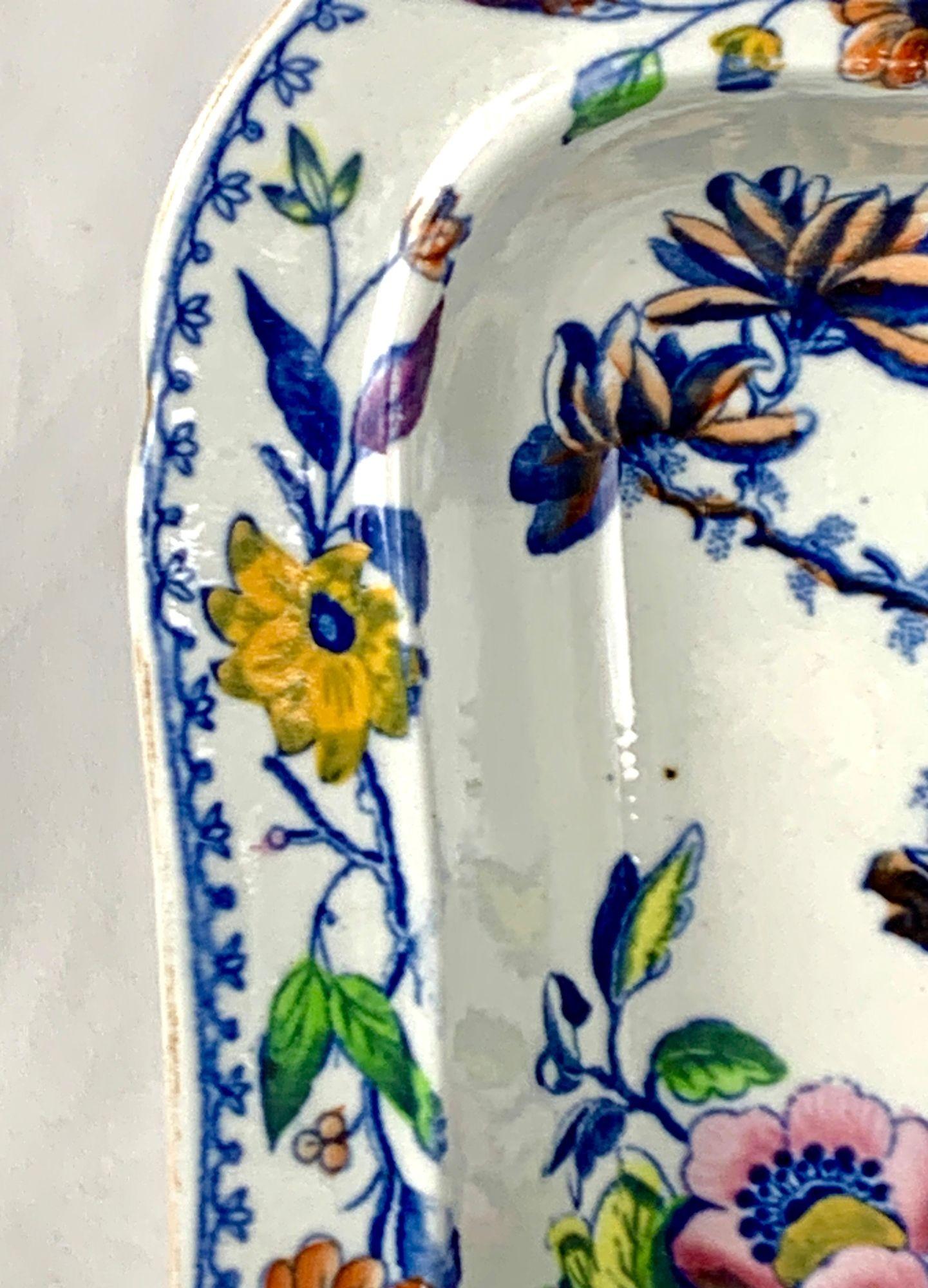 Antique Flying Bird Pattern Dish Davenport England Circa 1840 siglo XIX